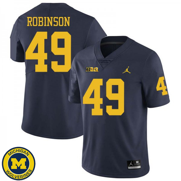 Men's University of Michigan #49 Andrew Robinson Navy Jordan Brand Fashion Jersey